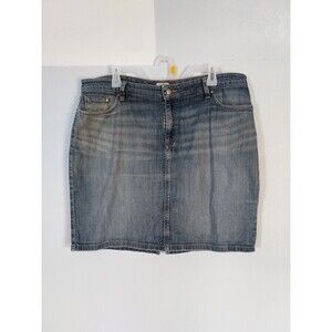 L.L. Bean Favorite Fit Womens Blue Denim Jean Stretchy Mini Skirt Size 16